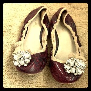 Red Snakeskin Jewel flats